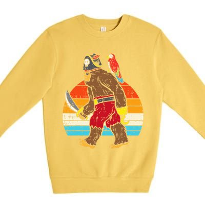 Bigfoot Sasquatch Pirate Parrot Retro Halloween Premium Crewneck Sweatshirt