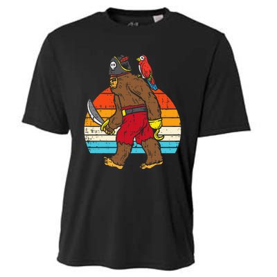 Bigfoot Sasquatch Pirate Parrot Retro Halloween Cooling Performance Crew T-Shirt