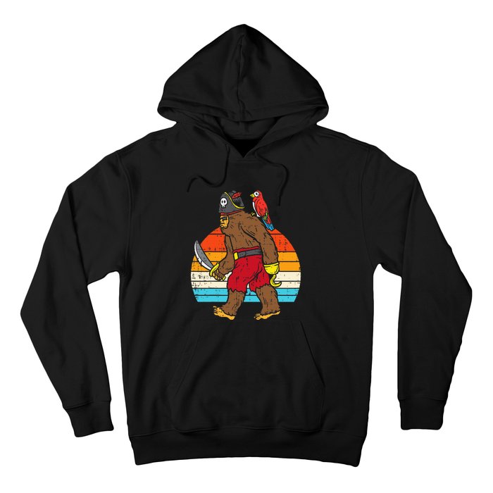 Bigfoot Sasquatch Pirate Parrot Retro Halloween Hoodie