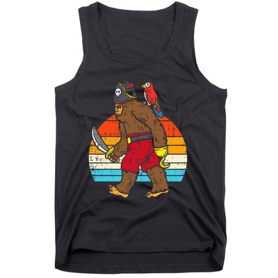 Bigfoot Sasquatch Pirate Parrot Retro Halloween Tank Top