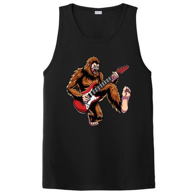 Bigfoot Sasquatch Playing Electric Guitar Rock & Roll Music PosiCharge Competitor Tank