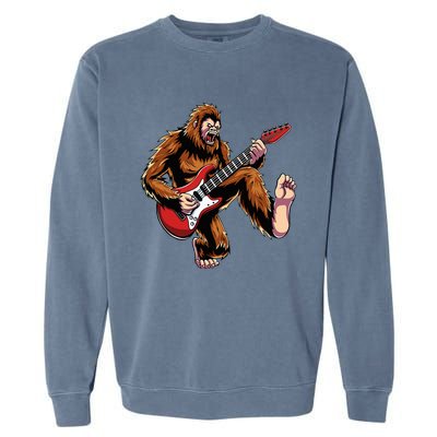 Bigfoot Sasquatch Playing Electric Guitar Rock & Roll Music Garment-Dyed Sweatshirt