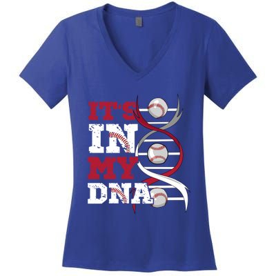 Baseball Sport Player Funny Gift Women's V-Neck T-Shirt