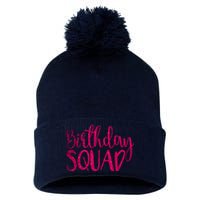 Birthday Squad Party Bday Pink Birthday Gift T Pom Pom 12in Knit Beanie