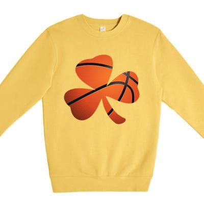 Basketball St Patricks Day Clover Shamrock Funny Gift Premium Crewneck Sweatshirt