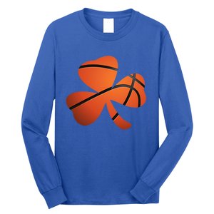 Basketball St Patricks Day Clover Shamrock Funny Gift Long Sleeve Shirt