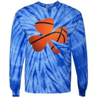 Basketball St Patricks Day Clover Shamrock Funny Gift Tie-Dye Long Sleeve Shirt