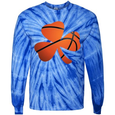 Basketball St Patricks Day Clover Shamrock Funny Gift Tie-Dye Long Sleeve Shirt