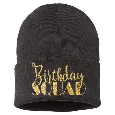 Birthday Squad Party Birthday Bday Gold Gift Sustainable Knit Beanie