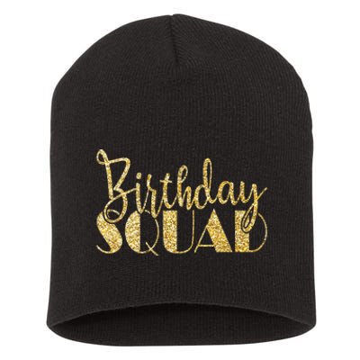 Birthday Squad Party Birthday Bday Gold Gift Short Acrylic Beanie