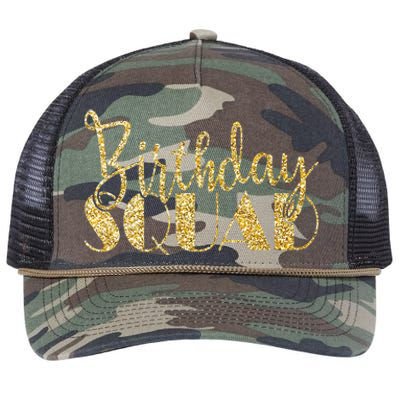 Birthday Squad Party Birthday Bday Gold Gift Retro Rope Trucker Hat Cap