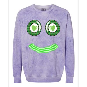 Breakfast St. Patricks Day Funny Green Eggs Smile Face Ham Colorblast Crewneck Sweatshirt