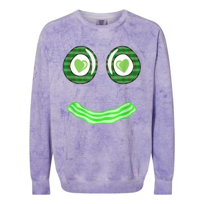 Breakfast St. Patricks Day Funny Green Eggs Smile Face Ham Colorblast Crewneck Sweatshirt