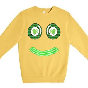 Breakfast St. Patricks Day Funny Green Eggs Smile Face Ham Premium Crewneck Sweatshirt