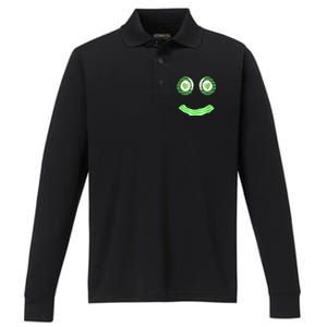 Breakfast St. Patricks Day Funny Green Eggs Smile Face Ham Performance Long Sleeve Polo