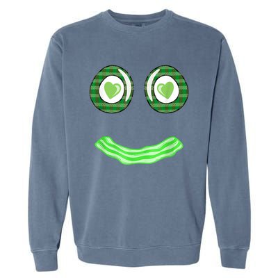 Breakfast St. Patricks Day Funny Green Eggs Smile Face Ham Garment-Dyed Sweatshirt