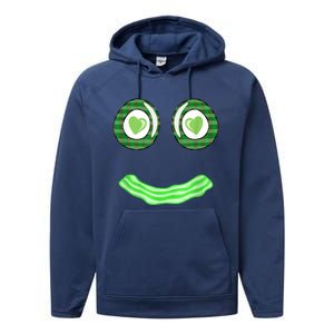 Breakfast St. Patricks Day Funny Green Eggs Smile Face Ham Performance Fleece Hoodie