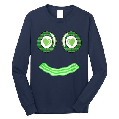 Breakfast St. Patricks Day Funny Green Eggs Smile Face Ham Long Sleeve Shirt