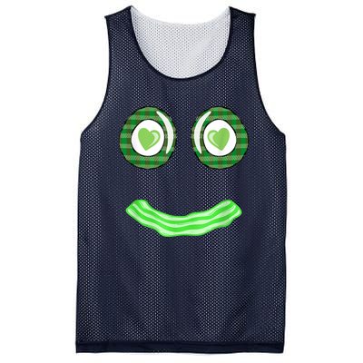 Breakfast St. Patricks Day Funny Green Eggs Smile Face Ham Mesh Reversible Basketball Jersey Tank