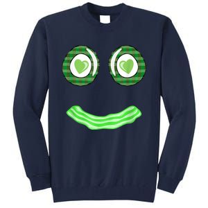 Breakfast St. Patricks Day Funny Green Eggs Smile Face Ham Tall Sweatshirt