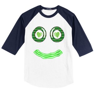 Breakfast St. Patricks Day Funny Green Eggs Smile Face Ham Baseball Sleeve Shirt