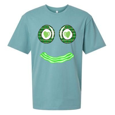 Breakfast St. Patricks Day Funny Green Eggs Smile Face Ham Sueded Cloud Jersey T-Shirt