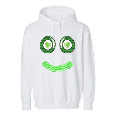 Breakfast St. Patricks Day Funny Green Eggs Smile Face Ham Garment-Dyed Fleece Hoodie