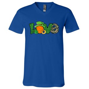 Basketball St Patricks Day Funny Gift V-Neck T-Shirt