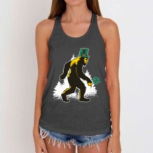 Bigfoot St Patricks Day Women's Knotted Racerback Tank