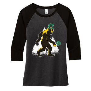 Bigfoot St Patricks Day Women's Tri-Blend 3/4-Sleeve Raglan Shirt