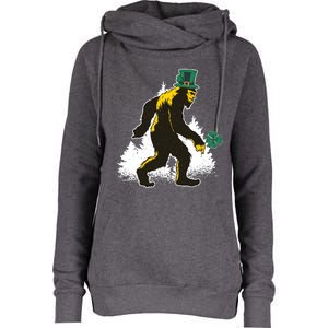 Bigfoot St Patricks Day Womens Funnel Neck Pullover Hood