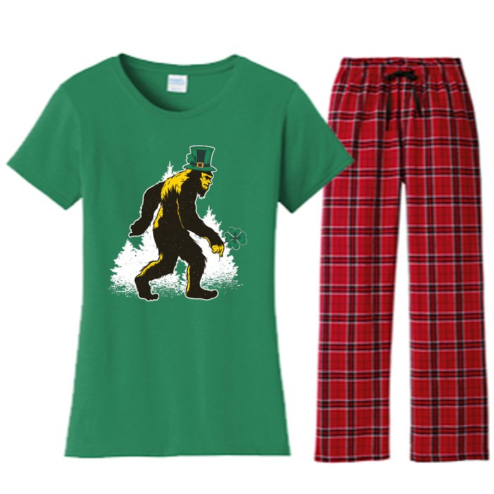 Bigfoot St Patricks Day Women's Flannel Pajama Set