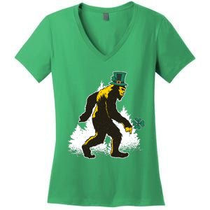 Bigfoot St Patricks Day Women's V-Neck T-Shirt