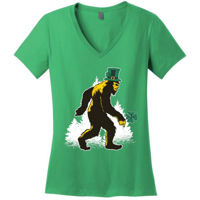 Bigfoot St Patricks Day Women's V-Neck T-Shirt