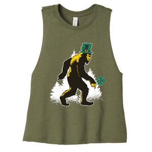 Bigfoot St Patricks Day Women's Racerback Cropped Tank