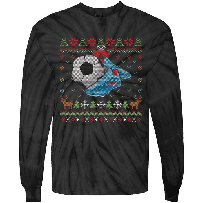 Ball Sports Player Funny Gift Soccer Ugly Christmas Tie-Dye Long Sleeve Shirt