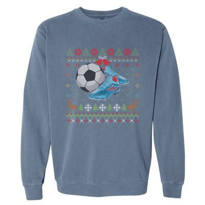 Ball Sports Player Funny Gift Soccer Ugly Christmas Garment-Dyed Sweatshirt