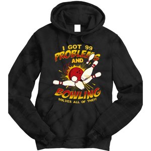 Bowling Solve Problems Funny Retro Bowler Bowling Team Tie Dye Hoodie