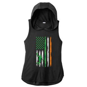 Basketball St Patricks Day Usa Flag Basketball Shamrock Cute Gift Ladies PosiCharge Tri-Blend Wicking Draft Hoodie Tank