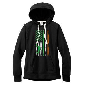 Basketball St Patricks Day Usa Flag Basketball Shamrock Cute Gift Women's Fleece Hoodie