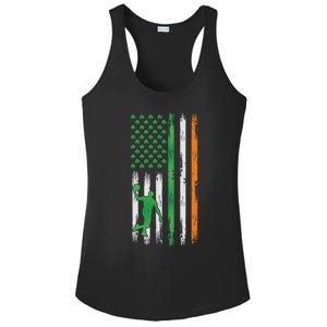 Basketball St Patricks Day Usa Flag Basketball Shamrock Cute Gift Ladies PosiCharge Competitor Racerback Tank