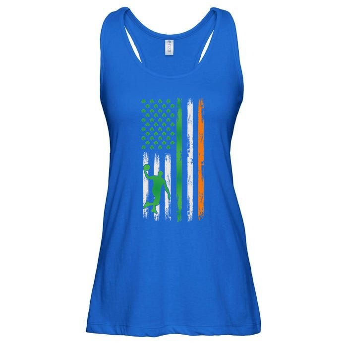 Basketball St Patricks Day Usa Flag Basketball Shamrock Cute Gift Ladies Essential Flowy Tank