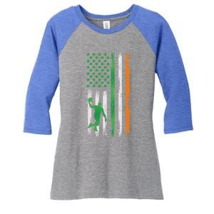 Basketball St Patricks Day Usa Flag Basketball Shamrock Cute Gift Women's Tri-Blend 3/4-Sleeve Raglan Shirt