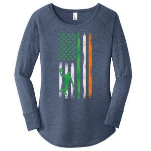 Basketball St Patricks Day Usa Flag Basketball Shamrock Cute Gift Women's Perfect Tri Tunic Long Sleeve Shirt