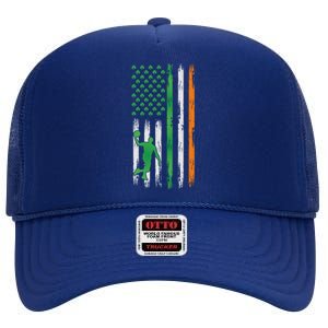 Basketball St Patricks Day Usa Flag Basketball Shamrock Cute Gift High Crown Mesh Back Trucker Hat