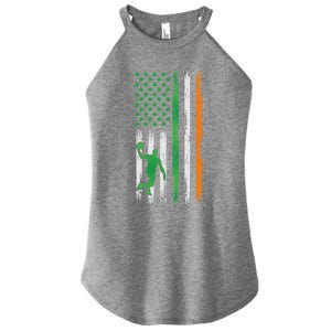 Basketball St Patricks Day Usa Flag Basketball Shamrock Cute Gift Women's Perfect Tri Rocker Tank