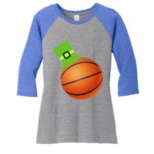 Basketball St Patricks Day Sports Green Leprechaun Hat Gift Women's Tri-Blend 3/4-Sleeve Raglan Shirt