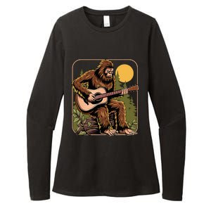 Bigfoot Sasquatch Playing Acoustic Guitar Guitarist Womens CVC Long Sleeve Shirt