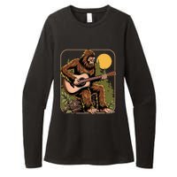 Bigfoot Sasquatch Playing Acoustic Guitar Guitarist Womens CVC Long Sleeve Shirt