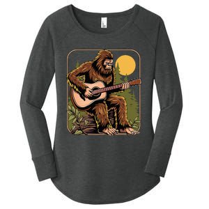 Bigfoot Sasquatch Playing Acoustic Guitar Guitarist Women's Perfect Tri Tunic Long Sleeve Shirt